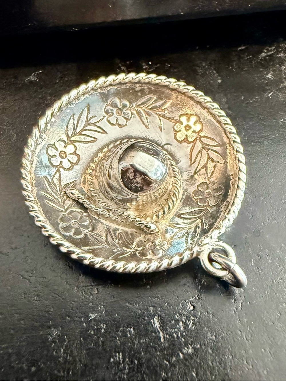 925 Sterling Silver Mexico Sombrero Hat Pendant Charm - Picture 3 of 8